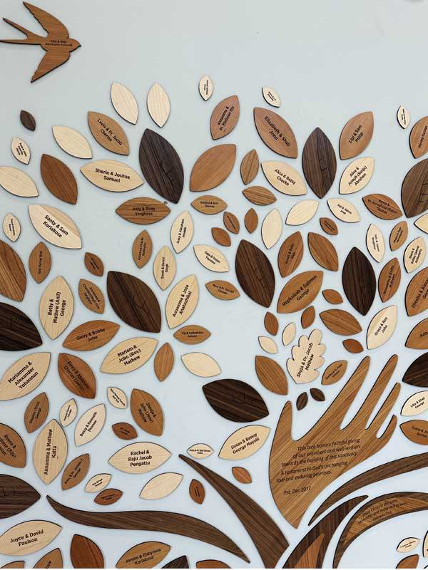 lasercut wooden letters for Gibsons