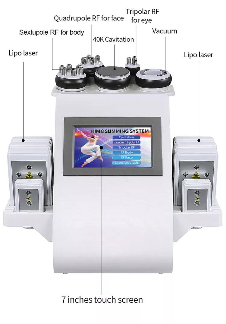BRÜUN 6 in 1 Cavitation Machine Body Sculpting Laser Lipo Ultrasound for Body Fat Removal for Beauty Salon & Spa Equipment