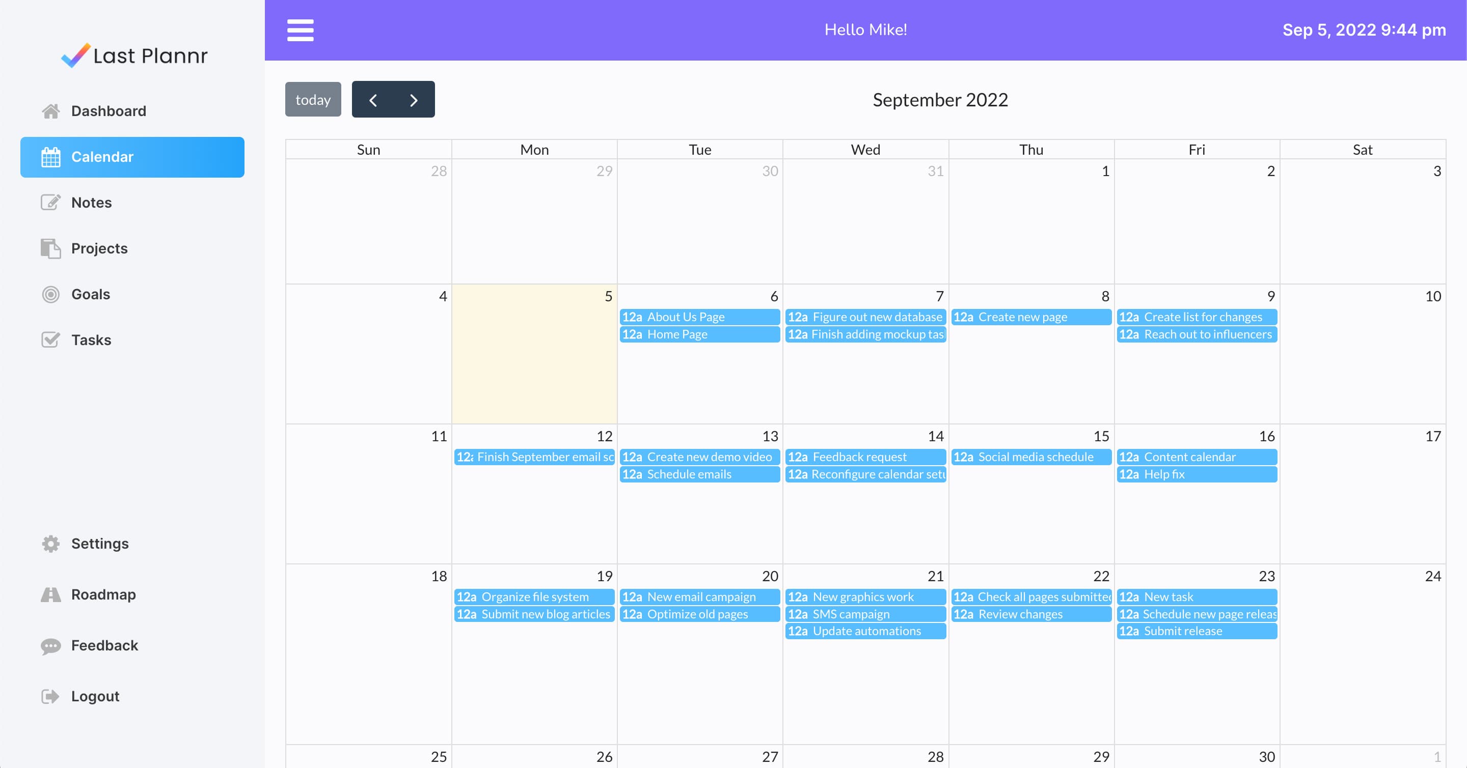 Calendar tasks min