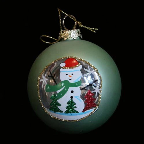 Green Glass Bauble Snowman – 80mm