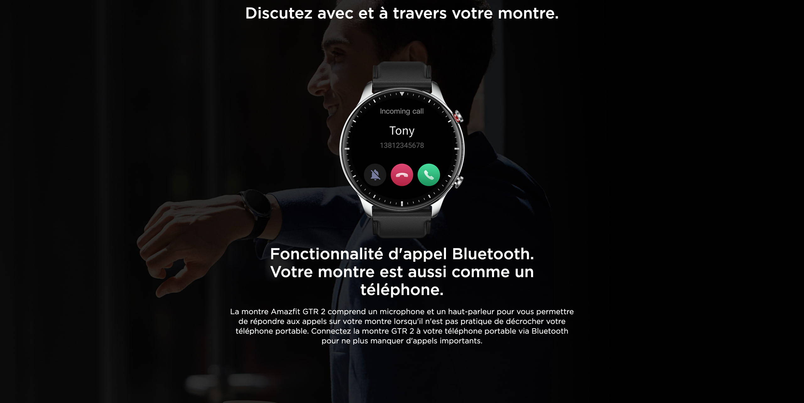 Amazfit GTR 2 - Fonctionnalité d'appel Bluetooth.Votre montre est aussi comme un téléphone.
