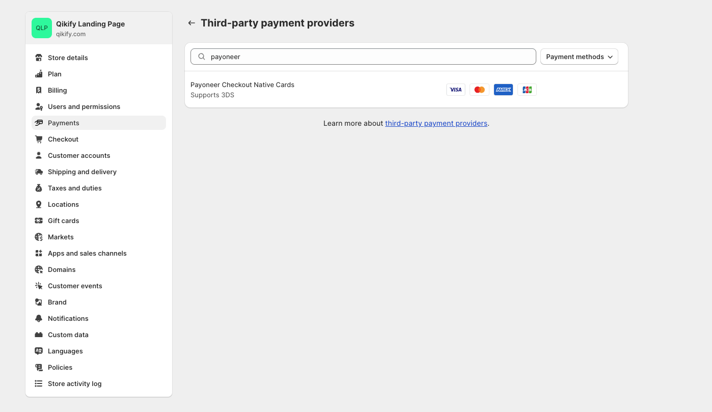 Payoneer Checkout as payment providers