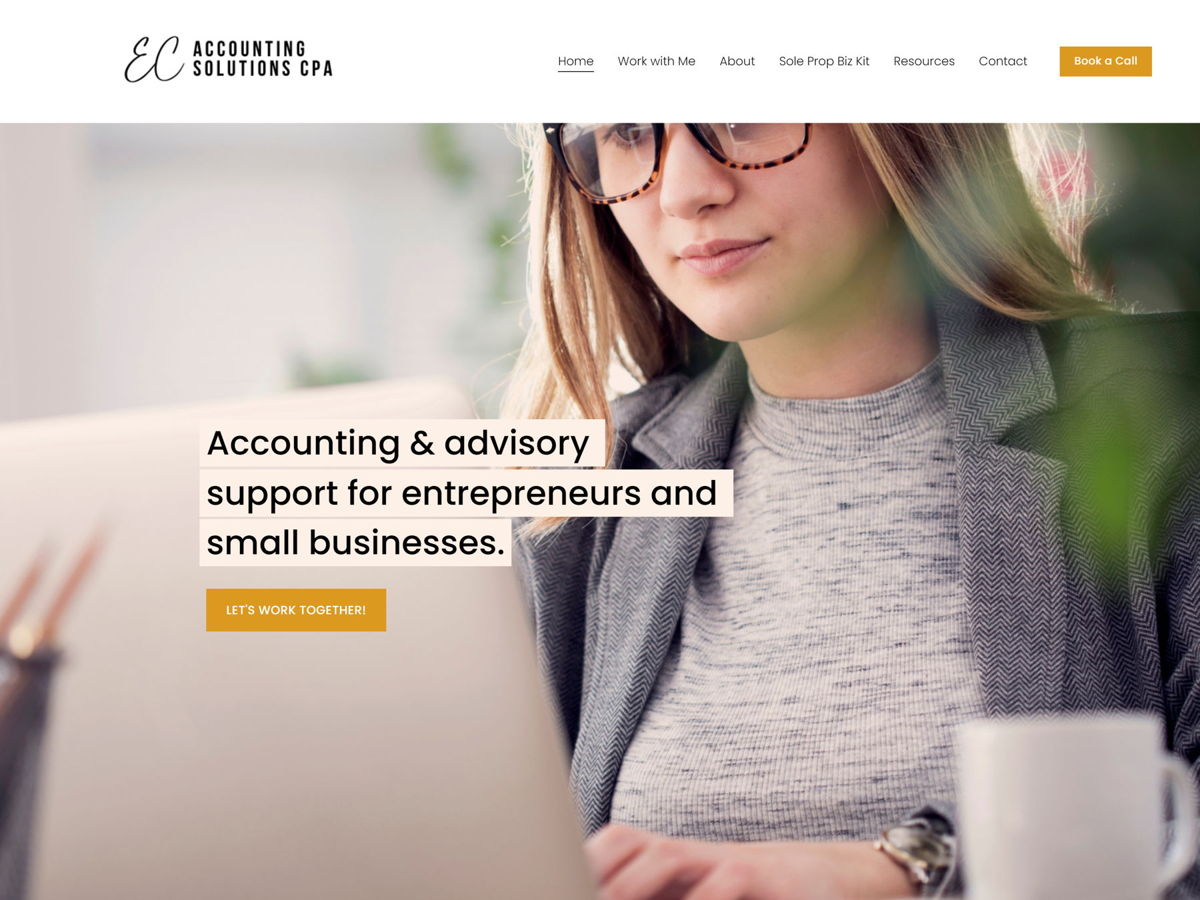 Screenshot of EC Accounting, from the yellow websites collection.