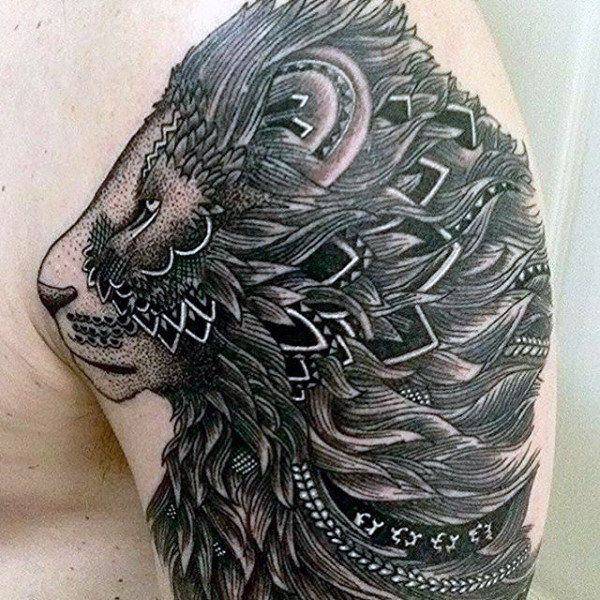 Tatouage Lion Sanskrit