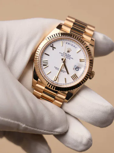 Rolex Day-Date 40 White Dial Roman Hour Markers