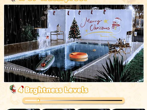 Features of Ollny's 800 leds clear cable cool white string lights - mobile size