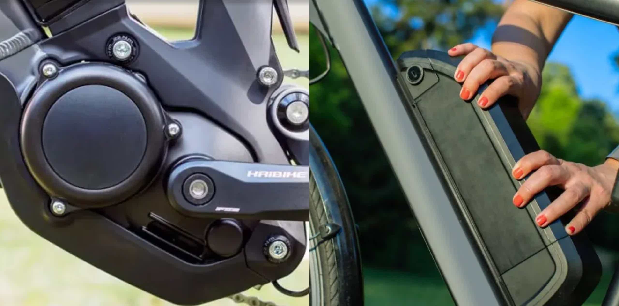 Montaje de un motor y una batería de una e-bike.