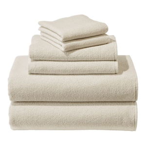 Organic Textured Cotton Towel Set | Bath & Beach Towels at L.L.Bean- Antique White