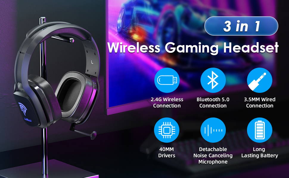 EasySMX C06W Gaming Headset with Wireless and Mic