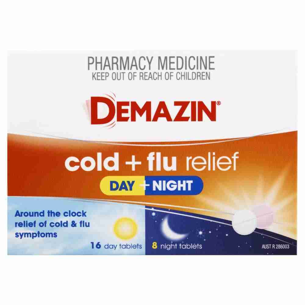 Demazin Cold & Flu Relief Day + Night 24 Tablets - Image 3