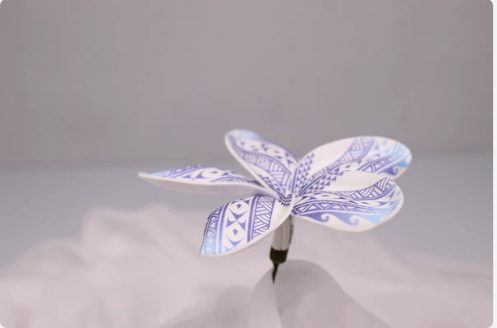 Ocean Tribal Tattoo Frangipani Real Touch (6 Pack) - Realistic Artificial Flowers - Image 3