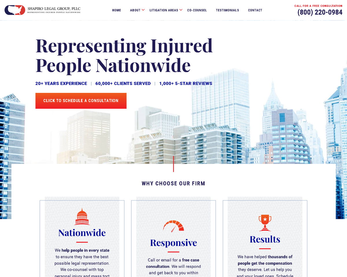 Screenshot of Shapiro Legal Group, from the law firm websites collection.