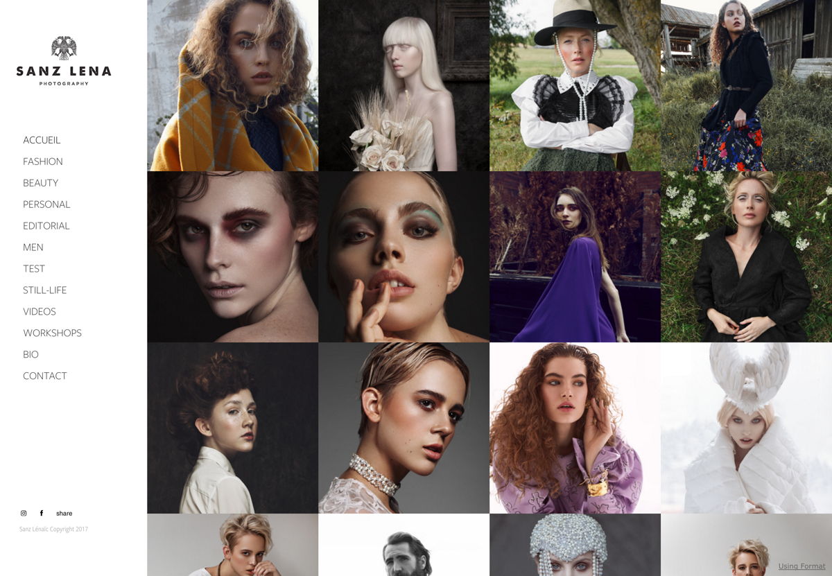Screenshot of Sanz Lena Photography, from the photography websites collection.