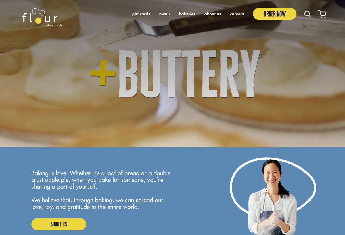 Screenshot of Flour Bakery + Cafe, from the blue websites collection.