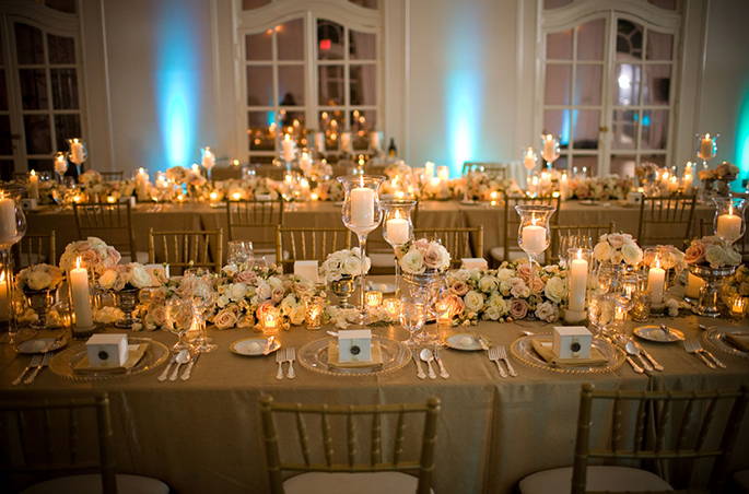 luxury faux burlap tablecloths setup for an event