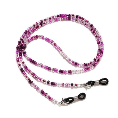 Boho-Chic Brillenkette mit Acrylperlen violet