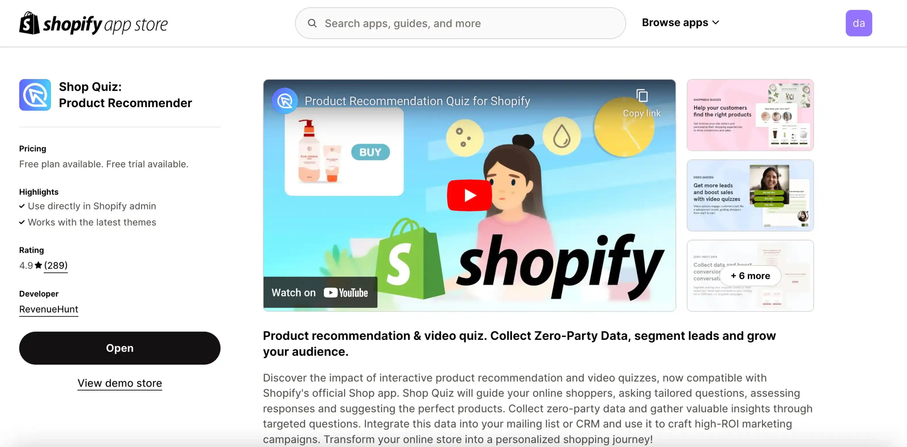 shop quiz shopify