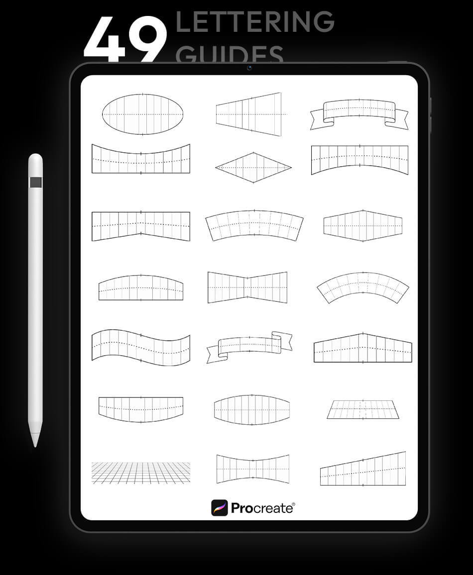 image of lettering and spacing guides on an iPad