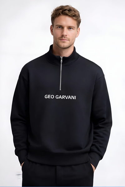 Sweatshirt with Zipped Neckline Cotton Fleece - Image 4