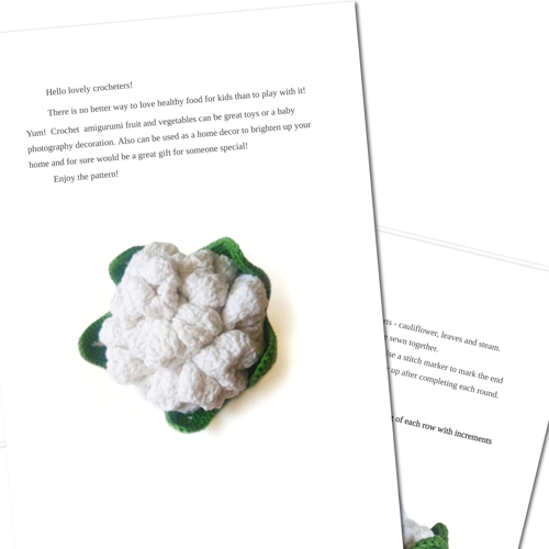 Bloemkool Haakpatroon - Montessori Baby Speelgoed Haakpatroon Voedsel Haakpatroon Speelvoedsel Amigurumi Patroon Speelvoedsel Speelgoed Amigurumi Haakpatroon
