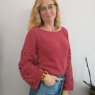 Pullover mit Spitzenblättern