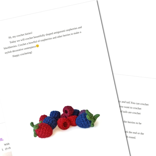 BERRIES crochet pattern 6 in 1: cherry, strawberry, raspberry, blackberry, cranberry, blueberry. Amigurumi Food Cute Crochet Play