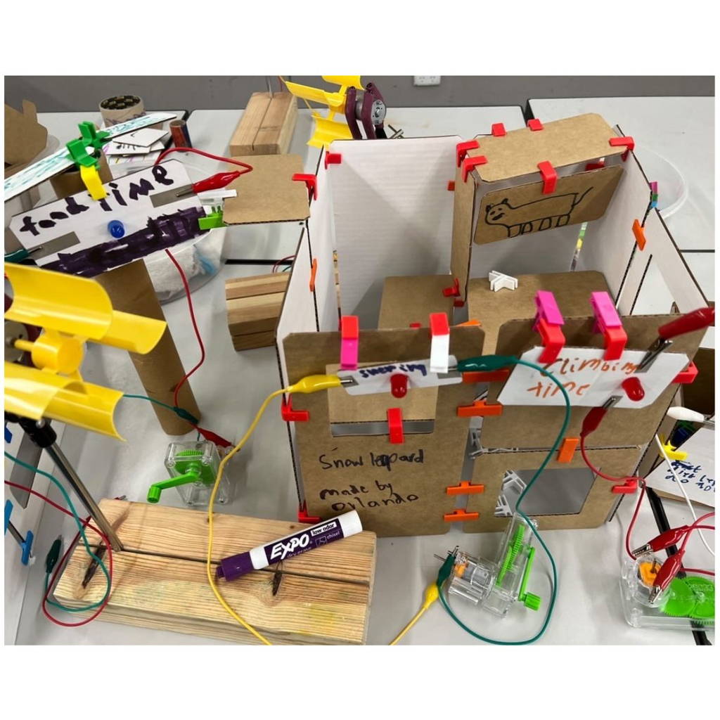 photo of zoo project  - cardboard model of a zoo structure with labels