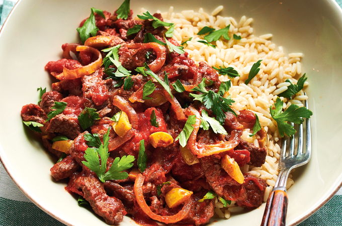 Sautéed Beef with Olives and Tomatoes