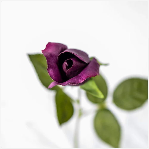Aubergine Rose Bud Real Touch - Realistic Artificial Flowers