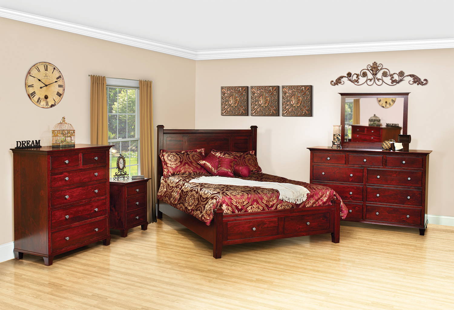 Image of fully customizable Riverside Bedroom Set through Harvest Home Interiors Amish Solid Wood Furniture