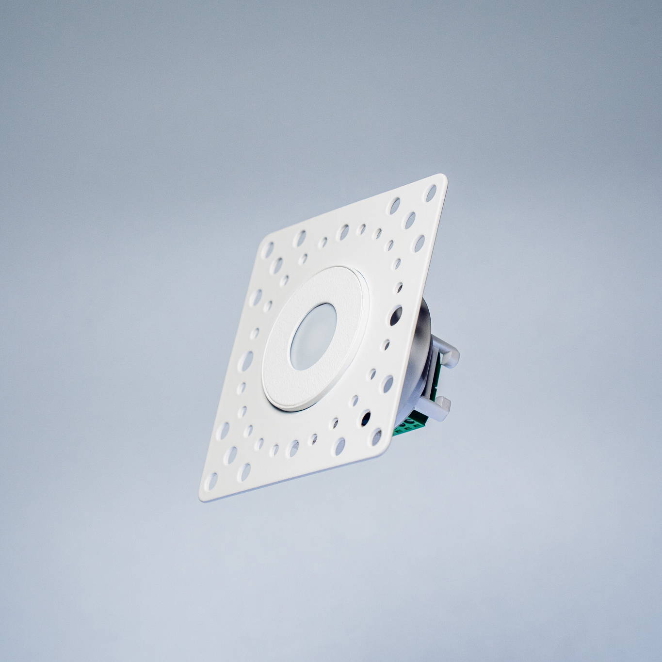 Faradite matt white TAP-1 mounted on a kitchen wall used with Loxone