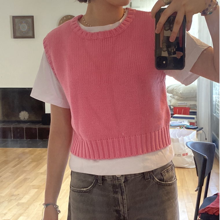 pink knitted vest