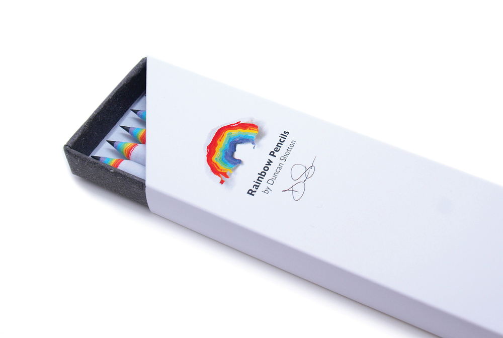  Rainbow pencils in white.&nbsp; 