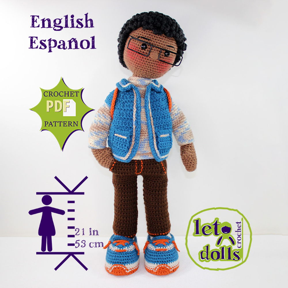 Jamal Large Crochet Doll Pattern, Amigurumi, 21"/ 53 cm Tall