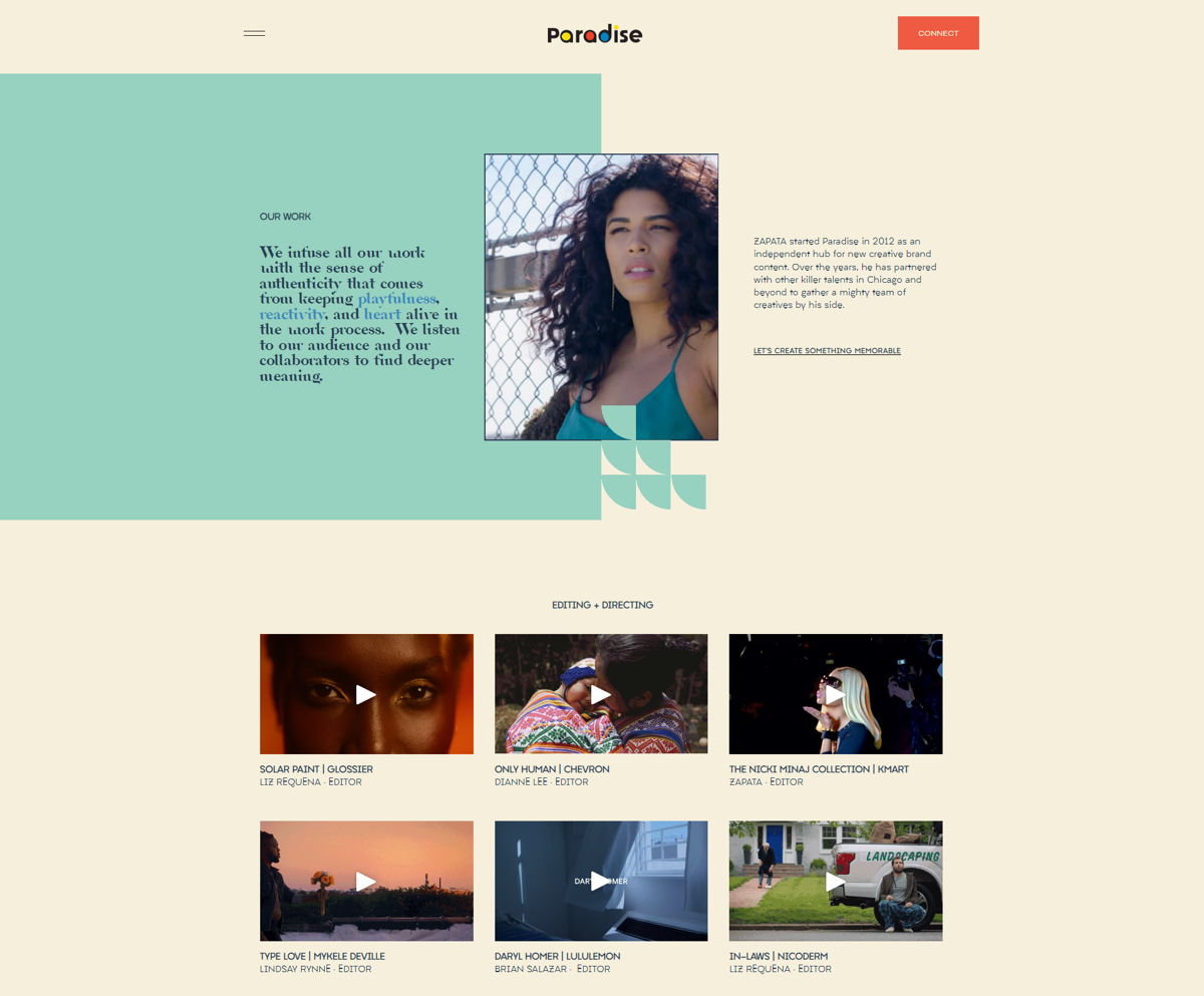 Screenshot of Paradise, from the videography websites collection.