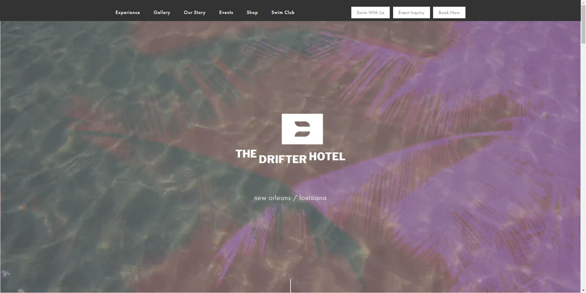Screenshot of The Drifter Hotel, from the hotel websites collection.