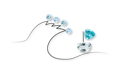 Illustration of aquamarine gemstones as ocean wave and sailing boat