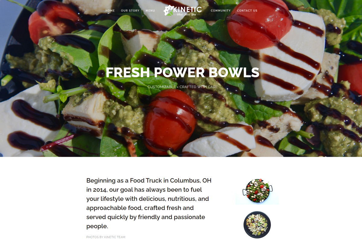Screenshot of KINETIC, from the food truck websites collection.