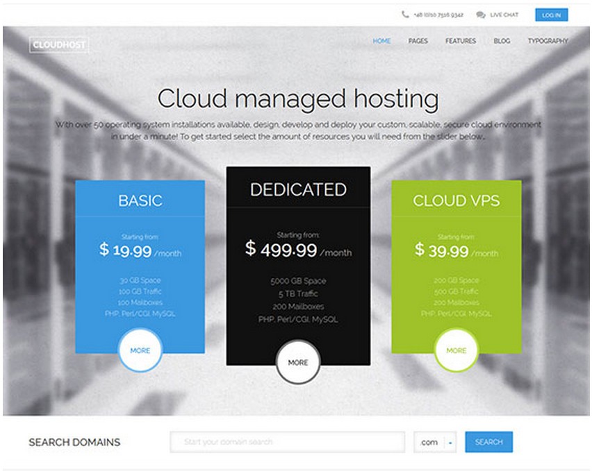 Hosting -  шаблон для CMS Joomla от GavickPro