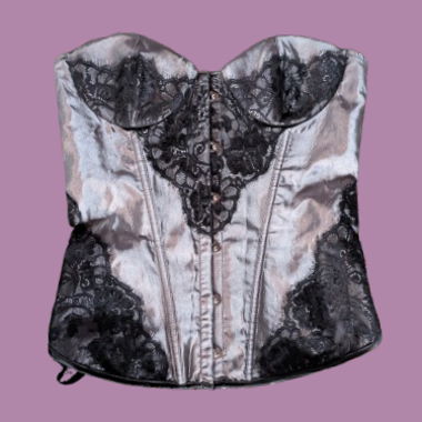 Silver and black lace corset XS
