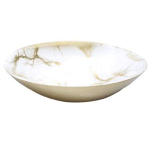 White and Gold Marble Oval Bowl