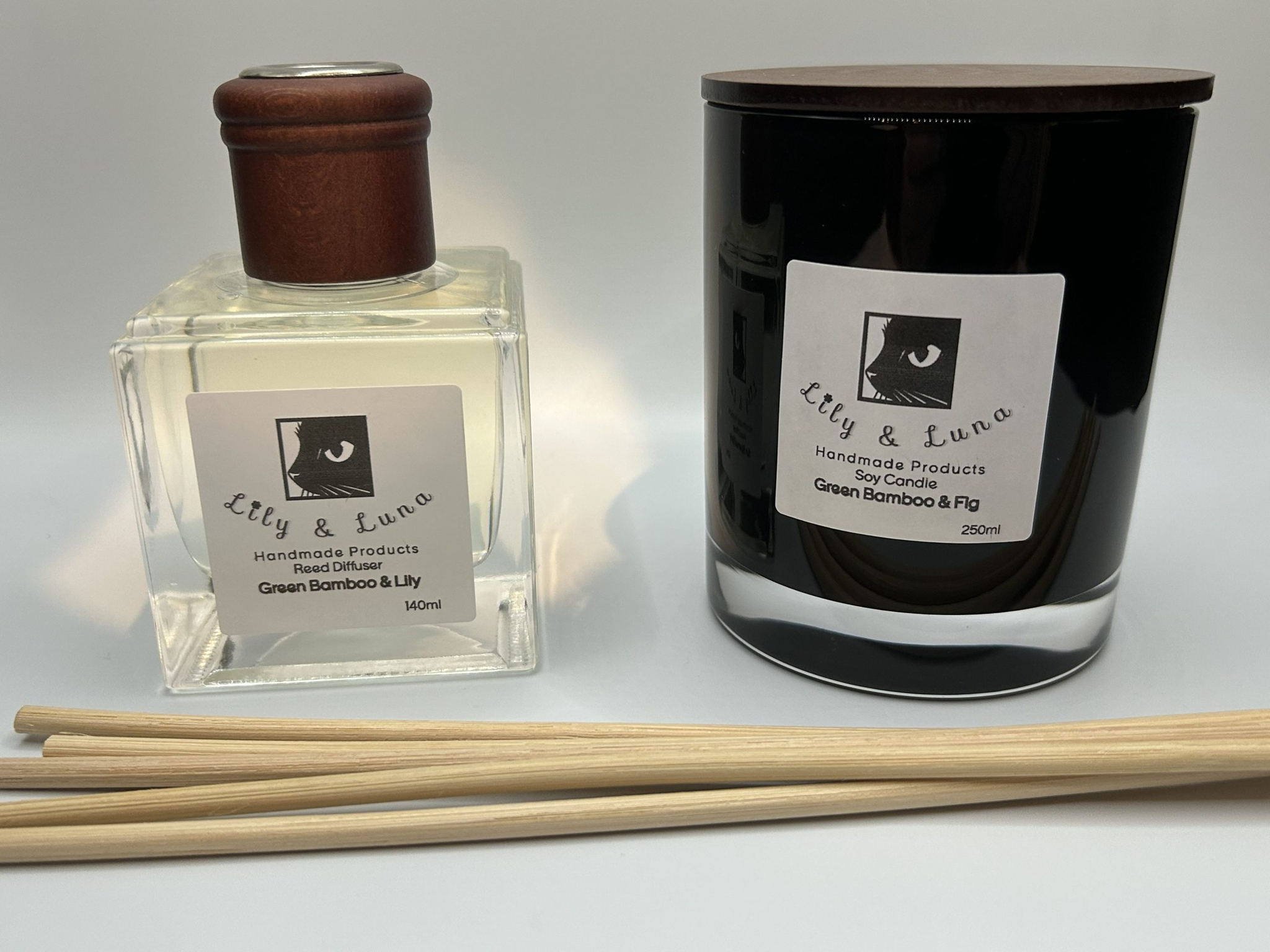 Soy Candle & Reed Diffuser Combo - Green Bamboo & Fig - Image 2