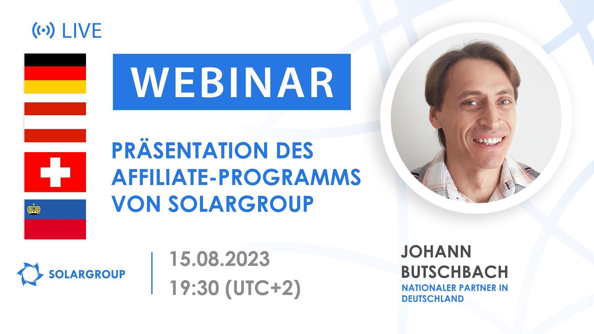 Deutschland. Präsentation des Affiliate-Programms von SOLARGROUP