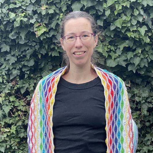 Crocheted scarf Rainbow wave