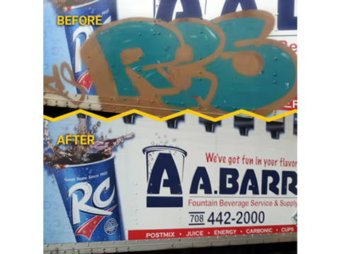 Semi truck graffiti removal