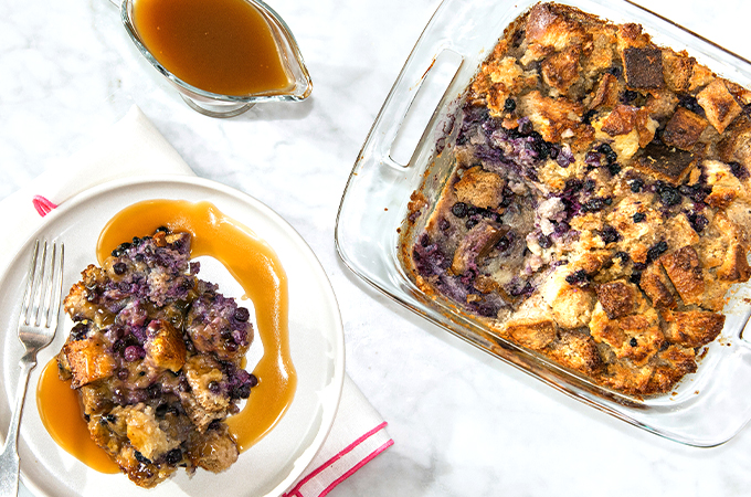 Blueberry Pudding Cake with Maple Sauce
