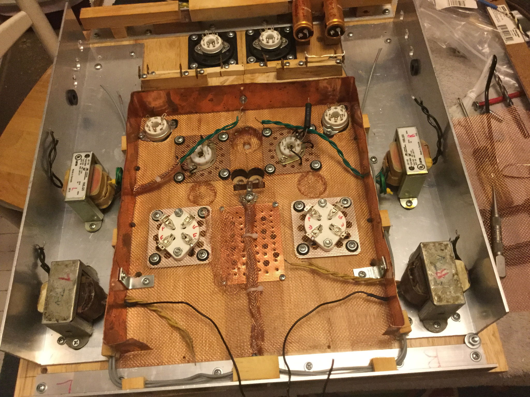 Mounting the four filament transformers