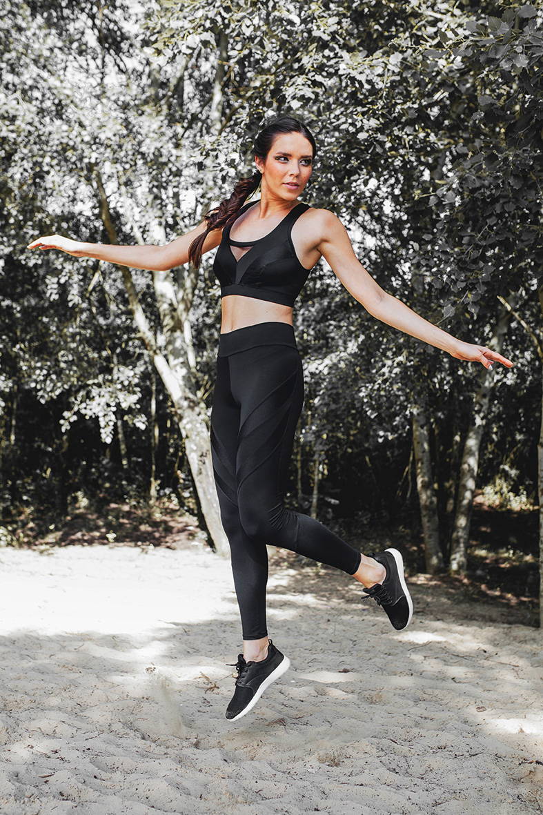 Stylish designer tights are suitable for yoga, exercise or even fashion events