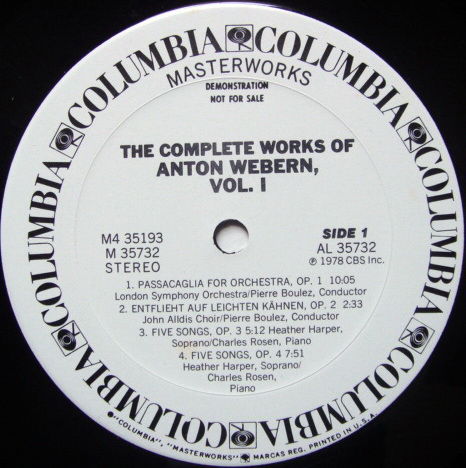 Columbia / BOULEZ, - The Complete Works of Webern Vol.1...
