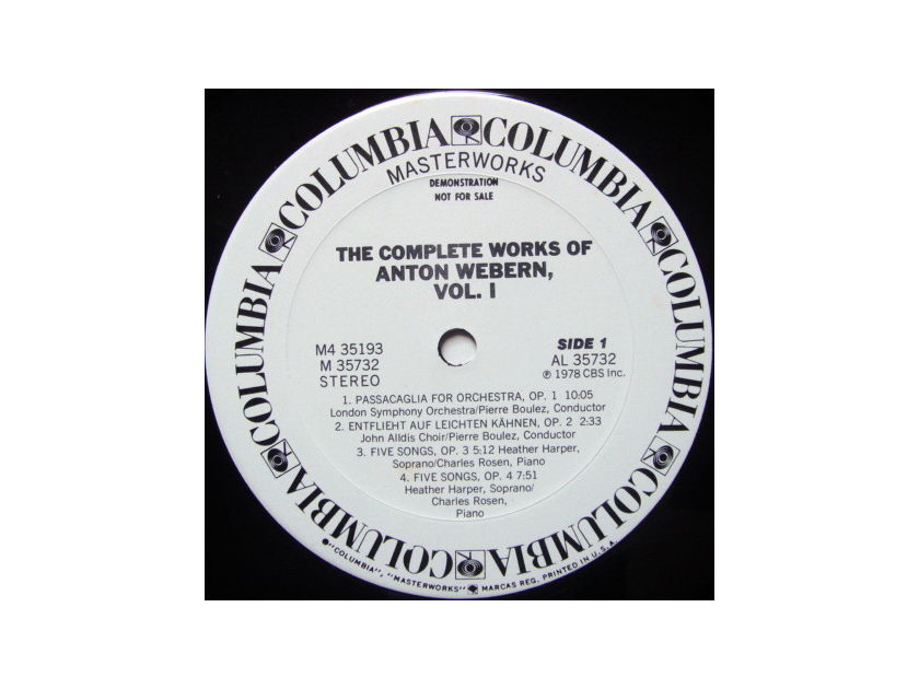 Columbia / BOULEZ, - The Complete Works of Webern Vol.1, MINT, 4LP White Promo Box Set!